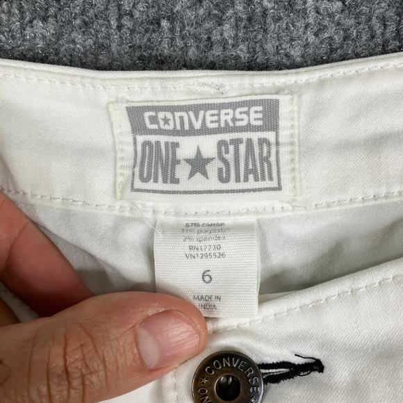 Converse One Star Jeans Womens Size 6 White Distressed Skinny Zip Ankle Casual - Picture 7 of 9